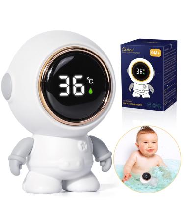 Orzbow Baby Bath Thermometers Astronaut Digital Water Thermometer with Alarms Floating Baby Bath Time Toy with LED Touchscreen Clear Reading BPA-Free Replaceable Sealed Battery with Long Endurance Astronaut Thermometer