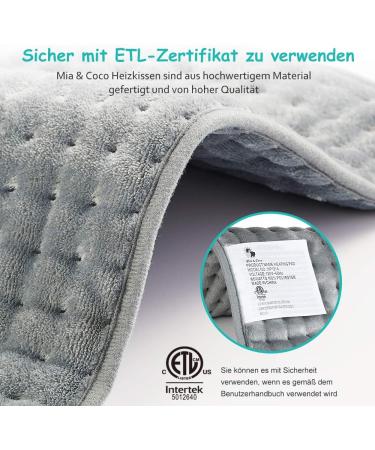 Mia & Coco Heating Pillows Automatic Switch-Off 10 Temperature Levels & Quick Heating 30x60cm Comfort Gray for Back & Neck Relief - Buy Online on GoSupps.com