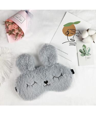 ULIFEMALL Cute Rabbit Sleeping Mask - Soft Fluffy Plush Bunny Blindfold for Kids Girls Boys, Women - Novelty Eye Mask for Night Nap, Travel, Meditation - Grey - Buy Online on GoSupps.com