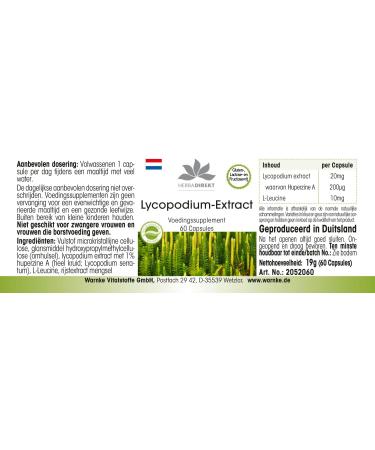 Lycopodium 20 mg - Extract - 60 Capsules - 200 mcg Huperzine A | herba direkt - German Pharmacy Quality - Buy Online on GoSupps.com