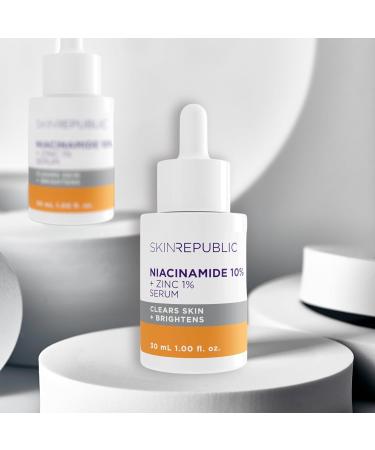 Skin Republic Niacinamide 10% + Zinc 1% Brightening Serum Minimises Excess Oil Pigmentation & Uneven Skin Tone (30ml) - Buy Online on GoSupps.com