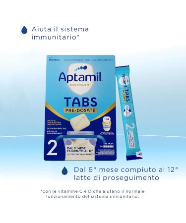  Aptamil APTAMIL NUTRIBIOTIK TABS 2 PRE-DOSATE - Follow-on Milk in Pre-Dosed Tabs - From 6 months at 12 C - Box of 21 sachets (105 tabs per sachet) - Buy Online on GoSupps.com