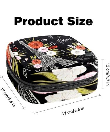 Paris Black Eiffel Tower Storage Bags for Women's Bandages & Portable Menstrual Pads | Ideal for School & Office - Buy Online on GoSupps.com