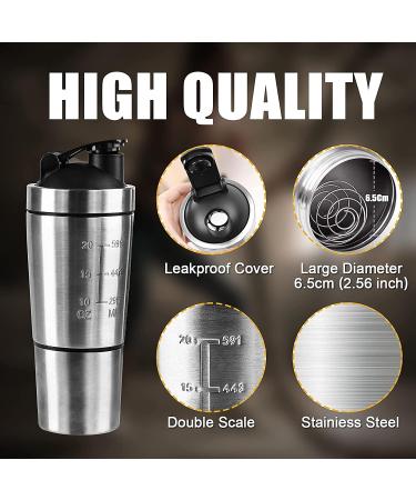 Rocky & Chao Stainless Steel Protein Shaker 700+200ml | Double Wall with Powder Compartment & Ball | Durable Fitness Shaker with Snap Lid - Buy Online on GoSupps.com