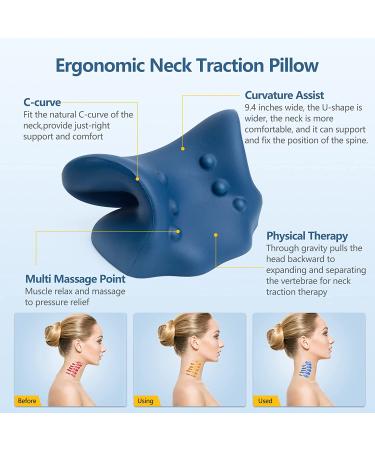 Neck Stretcher for Pain Relief | Shoulder Relaxer & Cervical Traction Device Pillow | Muscle Relax & TMJ Pain Relief | Spine Alignment Chiropractic Pillow (Dark Blue - Large) - Buy Online on GoSupps.com