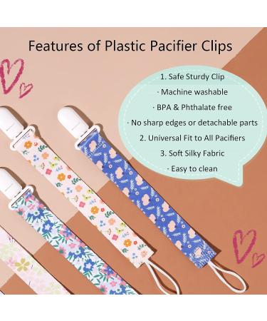 Babeine Floral Pacifier Clips 6 Pack - Pacifier Holder for Boys and Girls - Fits Most Pacifiers Brands - Teether Toys - Flower & Leaf Design - Buy Online on GoSupps.com