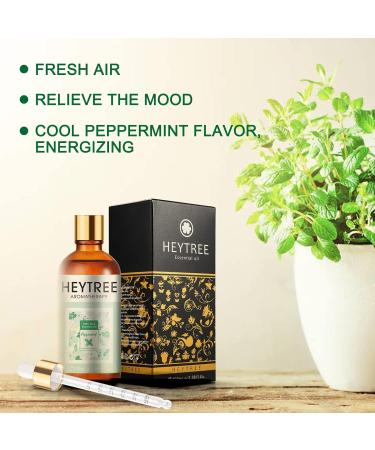 HEYTREE Peppermint Essential Oil 100ml - 100% Pure Natural Oil for Clarity and Clear Breathing - Strong Minty Scent for Aromatherapy Diffuser - 1 Pack - Buy Online on GoSupps.com