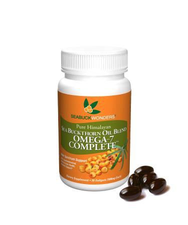 SeabuckWonders Omega-7 Complete, Made with Organic Sea Buckthorn Oil, 30 Count Softgels (500mg Each)