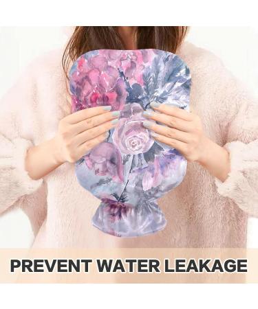 NAANLE Floral Hot Water Bottle with Cover - 1L Pain Relief & Heat Therapy | Watercolor Roses for Back Hand & Feet - Buy Online on GoSupps.com
