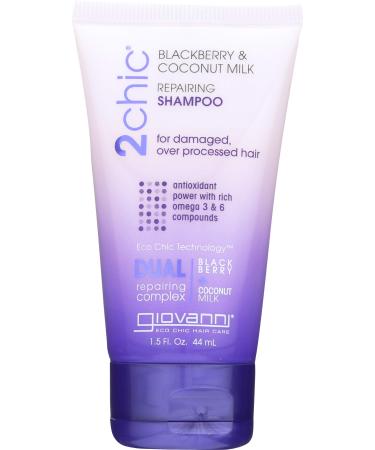 Giovanni 2chic Repairing Shampoo for Damaged Over Processed Hair Blackberry & Coconut Milk 1.5 fl oz (44 ml)