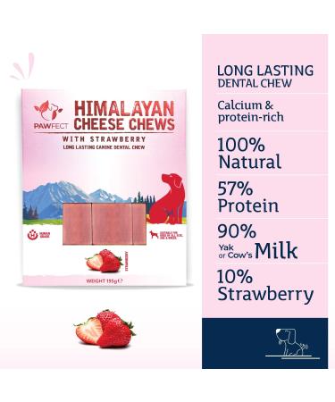 Pawfect Food Himalayan Cheese Dental Chew with Strawberry for Dogs- (Pack of 3) 100% Natural | Long Lasting | Grain Free| Rawhide Free (195 g/ 6.87 oz) Brown - Buy Online on GoSupps.com