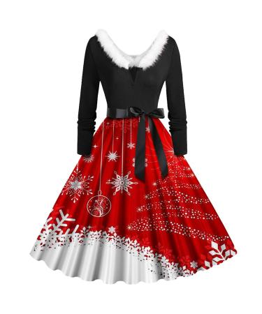Christmas sweater dress sexy Christmas sweater dress long arm party dresses Christmas costume bag sweatshirt dress o-neck christmas nice elk snowman snowflake printing club clothes beige l