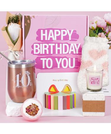 MEIGBFR 40th Birthday Gifts Women 40 Year Old Birthday Gifts Baskets for Women Fabulous Gift Ideas Unique Happy Birthday Gift Set for Funny 40th Birthday Gifts Best Friend Mom Aunt Coworker Female