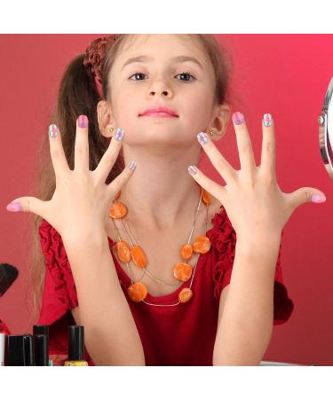 168 Pieces Girls Press on Nails for Kids Gift - Dark Pink Theme | Full Cover Short False Fingernails for Children - Nail Design Decoration - Buy Online on GoSupps.com