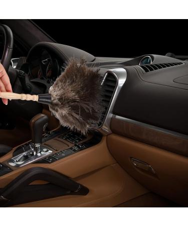 Kioiner Ostrich Feather Duster 34cm/13.3inch Antistatic Natural Ostrich Feather Duster Fluffy Feather Duster with Wooden Handle for Home Office Car Keyboard Blinds Bookcase Furniture - Buy Online on GoSupps.com