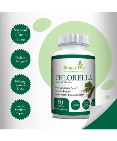Organic Chlorella Capsules for Blood Pressure, Immunity & Cholesterol - 60CT | Non-GMO Vegan Supplements with Chlorophyll, Iron & Protein - Buy Online on GoSupps.com