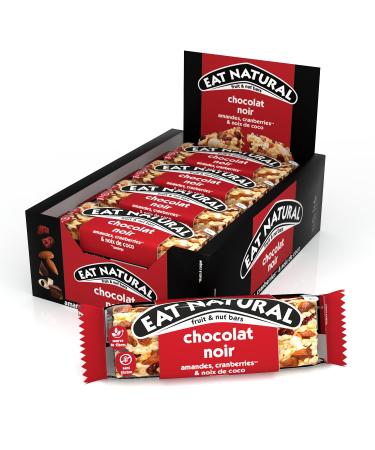 EAT NATURAL - Gluten Free Bars - Cranberries, Almonds, Coconut & Dark Chocolate - 12 x 40g Bars