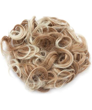 Curly Wavy Hair Extensions Bun Piece in Lightest Ash Brown Mix Bleach Blonde - Buy Online on GoSupps.com