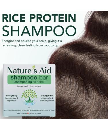 Nature's Aid Energizing Natural Rice Water Shampoo Bar for Hair Growth Strengthening & Thickening Shampoo for All Hair Types. Natural Lather and Salon Quality. Vegan. Made in Canada. (Lemongrass Peppermint) 72g - Buy Online on GoSupps.com