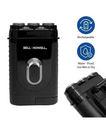 Deluxe Bell+Howell Tacshaver 3D Rechargeable Rotary Shaver for Men - Waterproof, Portable, Cordless Electric Razor with Pop-up Trimmer for Sideburns, Moustache & Beard - As Seen On TV - Buy Online on GoSupps.com