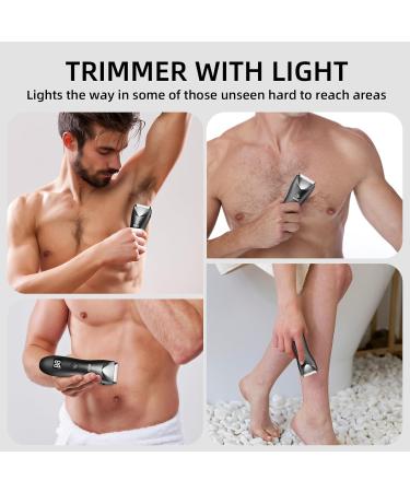 Men's Waterproof Body Hair Trimmer | Electric LCD Display | Painless Wet & Dry Groin Shaver | Quiet Hygiene Razor SMT033 Black - Buy Online on GoSupps.com