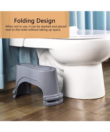 Pair of Heavy Duty Stackable Toilet Potty Stools for Adults - Grey | Flexible Distance Adjustment | Squatting Foot Step Stool - Buy Online on GoSupps.com