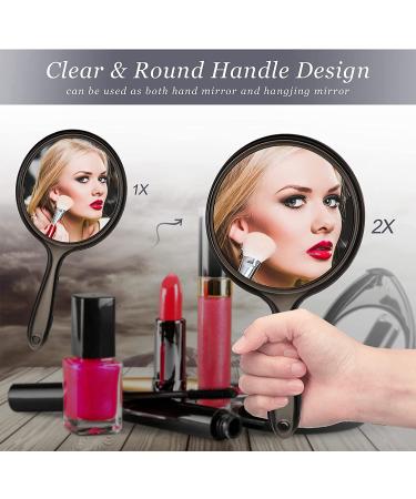 Double Sided Handheld Makeup Mirror with 1X/2X Magnification - Black - Buy Online on GoSupps.com