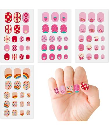 JSRQT 12 Sheets Colorful Nail Stickers Cute Cartoon Full Wrap Nail Art Stickers Decals Kids Girls Self Adhesive Nail Polish Stickers with Nail File Nail Stickers Strip with Rainbow Heart Unicorn - Buy Online on GoSupps.com