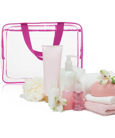 Sibba Clear Tote Bag - Large Transparent Waterproof Cosmetic Organizer Handbag in Fashionable Rose Red - Buy Online on GoSupps.com