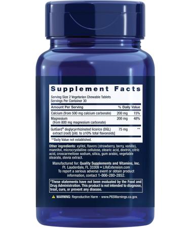 Life Extension EsophaCool - Gut Health Supplements with Calcium, Magnesium & DGL Licorice - 60 Chewable Tablets - Buy Online on GoSupps.com