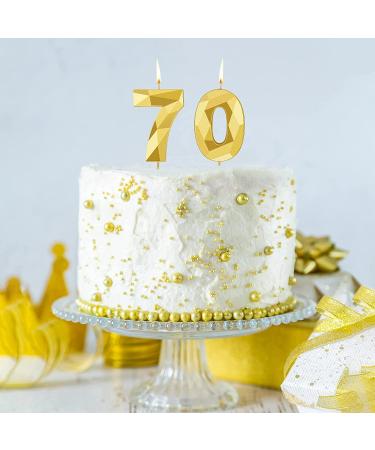 70th Birthday 3D Diamond Shape Number 70 Candles - Gold Happy Birthday Cake Topper for Wedding Decoration & Theme Parties - Buy Online on GoSupps.com