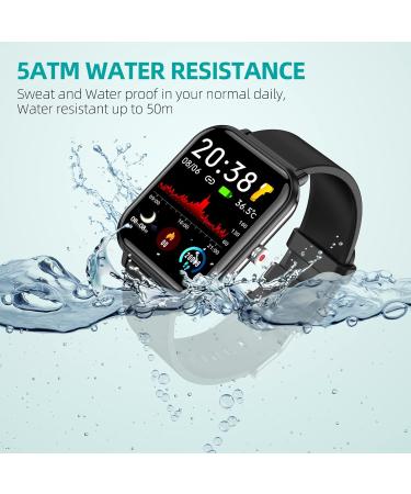 44mm Fitness Tracker Smart Watch | 24 Sports Modes | 5ATM Waterproof | Sleep Monitor | Step Calorie Counter | 1.7 HD Touchscreen | for Men Women | iPhone Android Compatible - Black - Buy Online on GoSupps.com