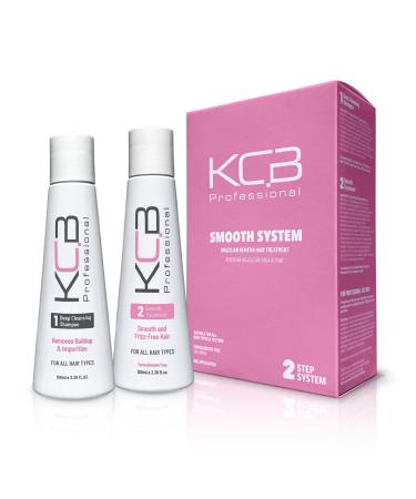 Smooth System 2 Steps Brazilian Keratin Hair Treatment for Smoothing and Hair Frizz Control Complex Blowout Straightening All Hair Types Formaldehyde Free 3.38 Fl oz / 100ml Kit