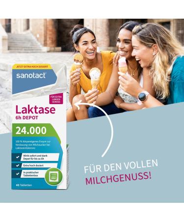 Sanotact Lactase 24 000 - 40 Depot Tablets for Lactose Intolerance | Fast Relief & 6-Hour Long-Lasting Effect - Buy Online on GoSupps.com