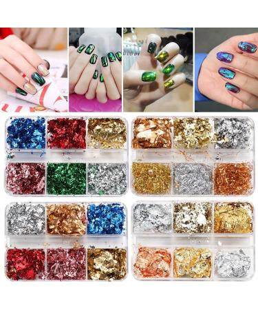 Manicure Nail Glitter DIY Ultra-thin Irregular Spangles Nail Gold Foil Aluminum Sequins Gold Glitter Flakes(7) Style07 - Buy Online on GoSupps.com