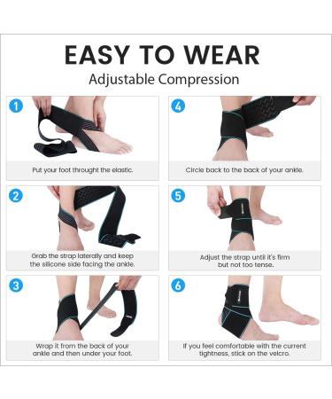 AVIDDA Ankle Support 2 Pack Adjustable Ankle Brace for Sports Elastic Compression Ankle Strap for Sprained Ankle Achilles Tendon Running Teal - Buy Online on GoSupps.com