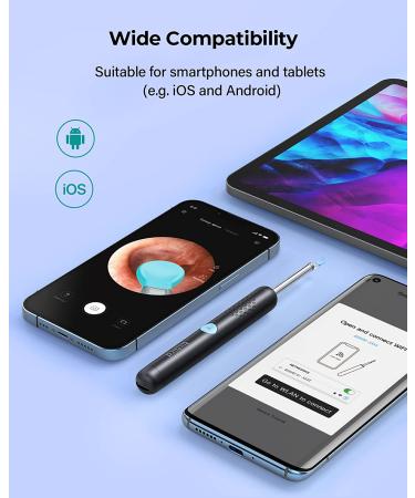 BEBIRD R1 Ear Wax Removal Tool with 1080P Otoscope, 2 Silicone Ear Scoops, 6 LED Lights, Compatible with All Mobile Phones - Black - Buy Online on GoSupps.com