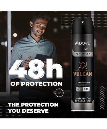 ABOVE 48 Hours Element Antiperspirant Deodorant Spray for Men - Vulcan 3.17 oz | Long-Lasting No Stains Sage Pink Pepper & Basil - Buy Online on GoSupps.com