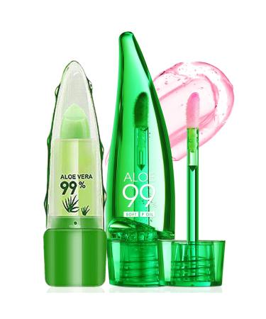Boloshine Aloe Vera Lip Balm Set Magic Temperature Color Change Aloe Vera Lip Oil Lipgloss Long Lasting Natural Moisturizing Chapstick for Women Lip Dryness & Cracking Care