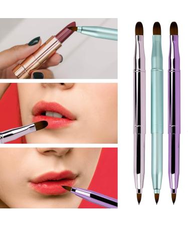 Retractable Dual-End Lip Brush with Cap - Portable Lipstick & Concealer Makeup Tool for Lip Contouring - Perfect Christmas Gift (Green) - Buy Online on GoSupps.com