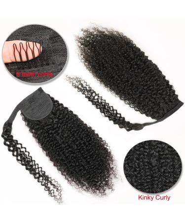 Ponytail Extension Human Hair Ponytail Extensions Kinky Curly Wrap Around Ponytail Natural Color Brazilian Remy Hair Clip In Curly Ponytail Hairpiece for Black Women Ponytail Hair Extension(Size:12inc 12inches 100g Kinky Straight - Buy Online on GoSupps.com