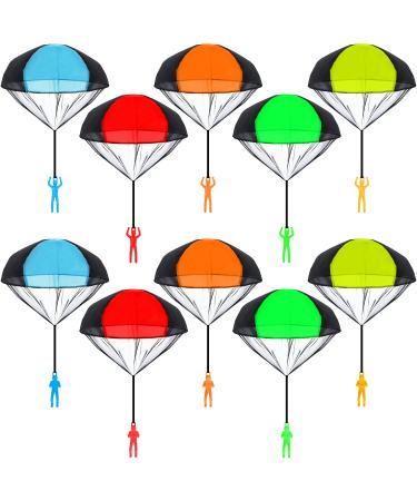 Delsen 10 pieces of parachutist toy parachute toy children outdoor gift co -born children's birthday guest gifts for children litter parachute games for outside