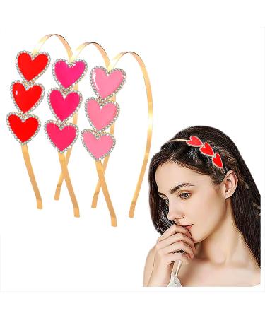 HEIDKRUEGER Valentine's Heart Headband - Rhinestone Enamel Triple Heart Hair Accessory - Buy Online on GoSupps.com