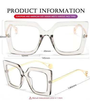 AIEYEZO Oversized Blue Light Glasses for Women | Anti-Fatigue & Headache Relief | Clear Grey Eyeglasses 52mm - Shop Now - Buy Online on GoSupps.com