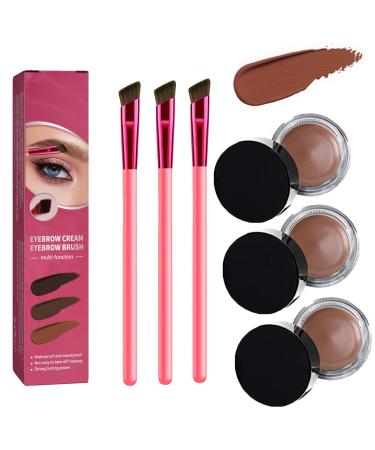 Anjoize 4-Tip Microblade Brow Pen Home Eyebrow Care Kit 4D Laminated (Light Brown*3)