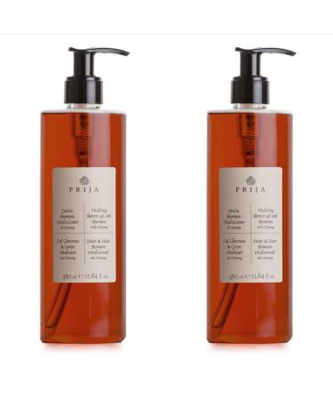 Prija Prija - Shampoo for Hair and Body with Ginseng 2 bottles of 380 ml Hair and Body Care Wellness Experience for Skin and Hair Made in Italy