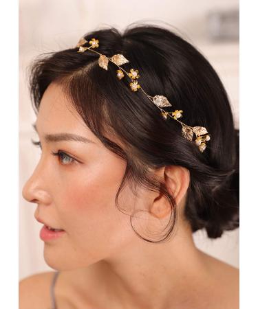 Kercisbeauty Gold Leaf Headband - Bridal Boho Hair Piece for Women | Dainty Hair Accessories for Special Occasions - Buy Online on GoSupps.com