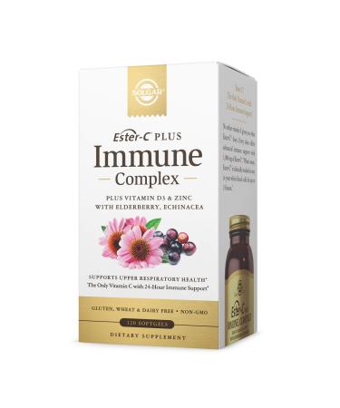 Solgar Ester-C Plus Immune Complex -120 Softgels 24-Hour Immune Support Supports Upper Respiratory Health - Plus D3 Zinc Elderberry & Echinacea - Non-GMO Gluten Free Dairy Free - 60 Servings
