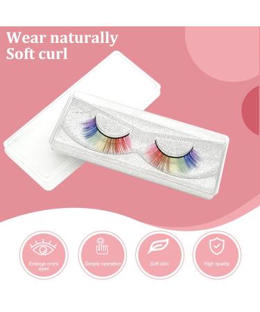 Buy 2 Pairs Colorful 3D False Lash Extensions - Fluffy Rainbow Eyelashes for Festivals & Cosplay - Buy Online on GoSupps.com