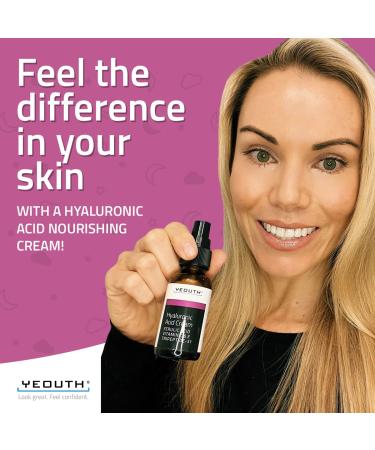 YEOUTH Hyaluronic Acid Moisturizer Cream with Vitamin C - Hydrating Face Cream for Dull & Dry Skin | 1oz - Buy Online on GoSupps.com